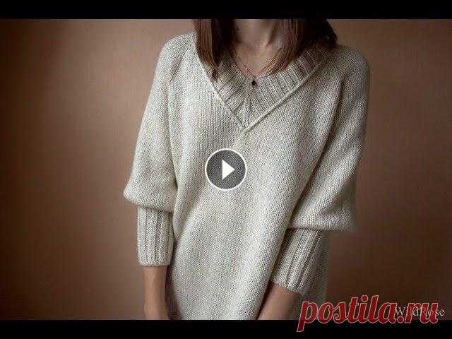 Вязаный пуловер регланом. Описание свитера  ♥ Вяжем спицами ♥  Wild Rose ♥ Вязание - это просто ♥ Пряжа 100 г. - 500 м. в две нити - 250 м., спицы №4.5 и №5.5, расход 300-350 грамм, размер 40-52. Всем привет и добро пожаловать на канал по вязанию! ...