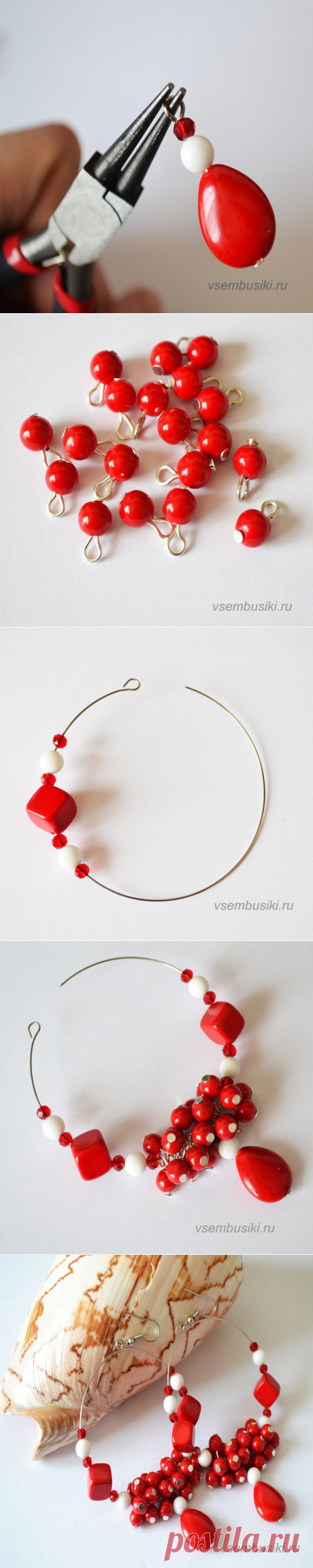 Серьги из каменных бусин и проволоки своими руками