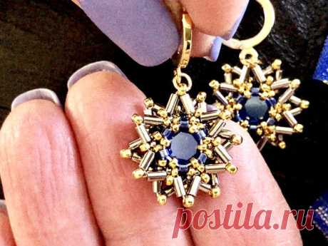 Мастер-класс : Серьги-снежинки из бисера и кристаллов Swarovski своими руками