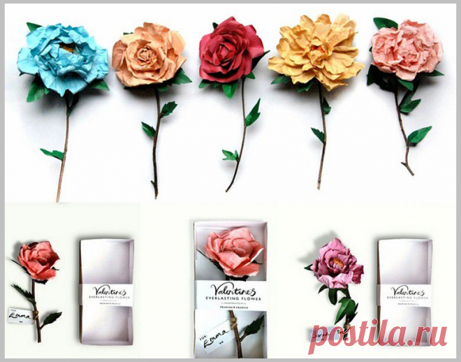 Helen Frances, проживающая в небольшом городке Сент-Олбанс, творит  необычные авторские вещи — бумажные цветы и цветочные композиции, которые в её руках оживают, преображаются в шедевры искусства.  Они неподвластные веяниям времени и способны долгое время приковывать внимание ваше и окружающих.