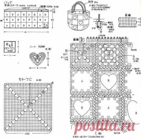 Схемы вязания сумок. Шитье и вязание