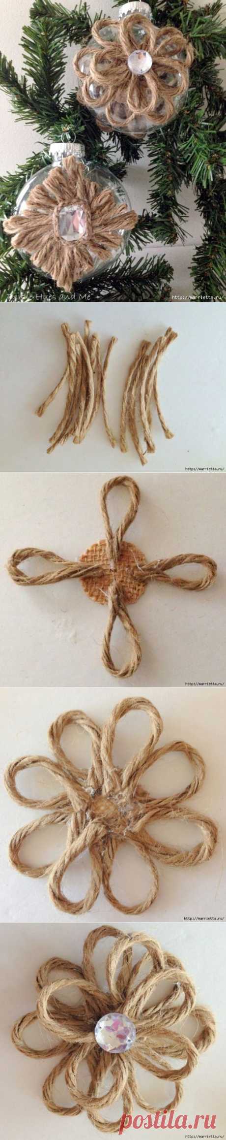 Елочные игрушки из джутового шпагата