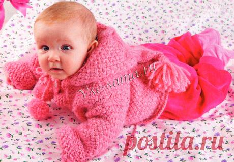 Курточка с капюшоном - Пальто, курточки, пончо для малышей спицами