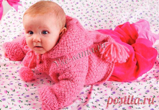 Курточка с капюшоном - Пальто, курточки, пончо для малышей спицами