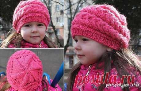 Берет клиньями для девочки от Катерины Мушин
Описание + схема + видео: https://prjaga.ru/vyazanie-dlya-detej/shapka-sharfik-b..