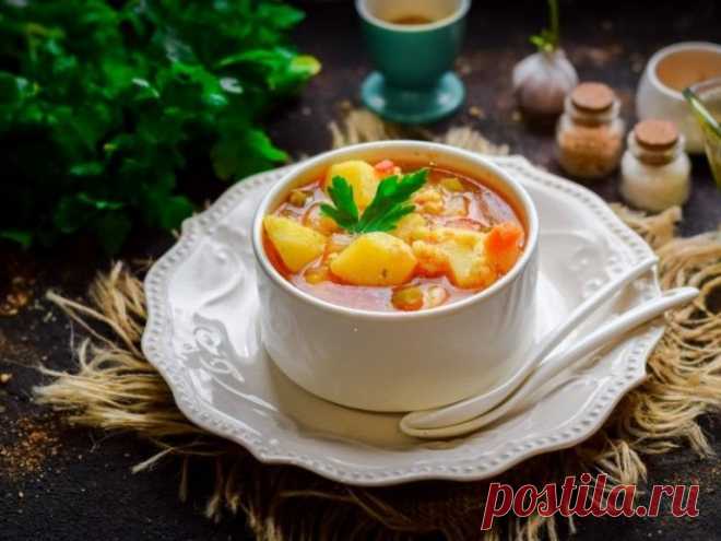 ​Постный томатный суп с булгуром