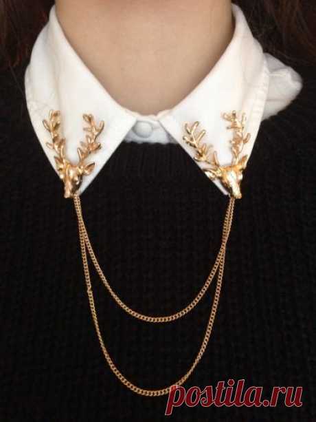 Gold reindeer collar clips with chain // #fashion #accessories