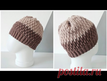 Шапка крючком узор Кожа дракона по кругу / Crochet hat