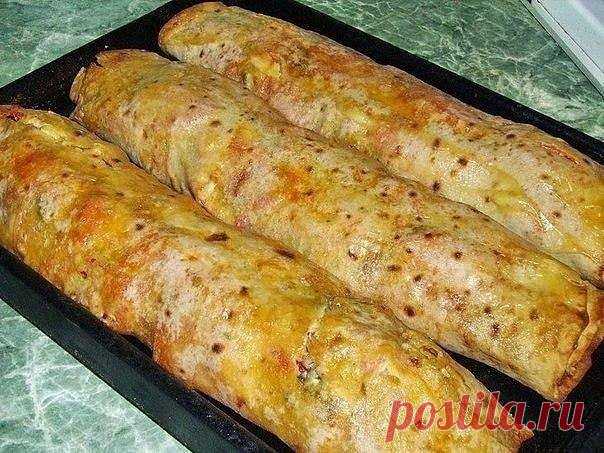 Фаршированный лаваш, запеченный в духовке - отличная идея!
