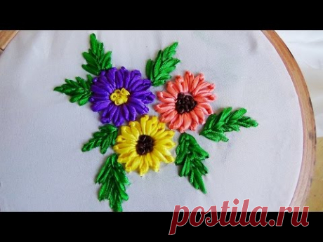Hand Embroidery: Lazy Daisy Flower (in Ribbon Work)