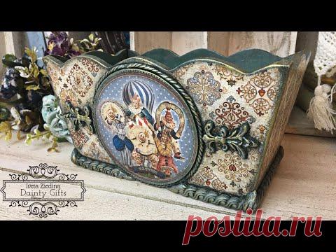 Decoupage Wooden Organiser with Printed Images