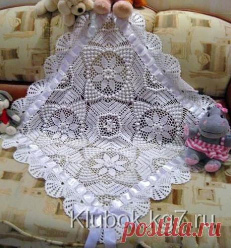 Плед новорожденному с ленточкой | Клубок