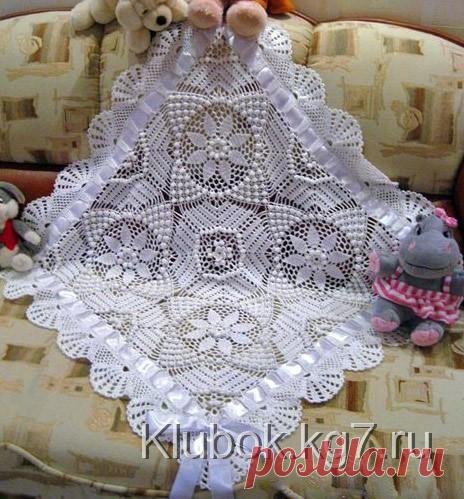 Плед новорожденному с ленточкой | Клубок