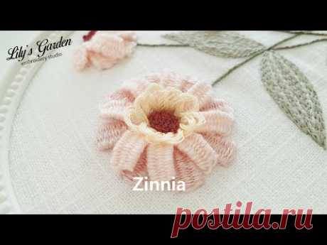 Eng sub 나홀로 프랑스자수 no.85 백일홍(Zinnia) flower embroidery, 입체자수, 위빙 스티치