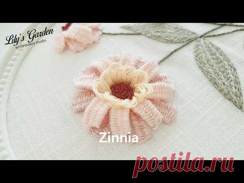 Eng sub 나홀로 프랑스자수 no.85 백일홍(Zinnia) flower embroidery, 입체자수, 위빙 스티치