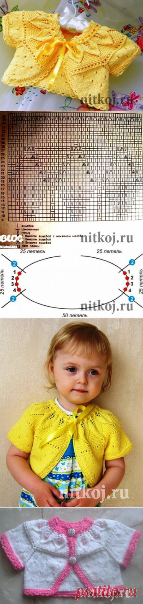 Детский жакетик-болеро с красивой кокеткой » Ниткой - вязаные вещи для вашего дома, вязание крючком, вязание спицами, схемы вязания
