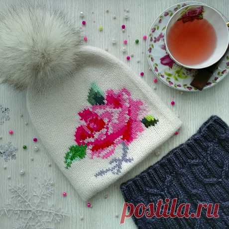 Шапочка с розой и снуд