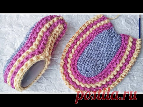 🔥ИЗ ОСТАТКОВ ПРЯЖИ СВЯЗАЛА КРАСОТУ!!! Тёплые, Домашние Следки из остатков пряжи за 2 часа!
