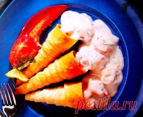 Горячая закуска с креветками, курицей и ананасами - корнетики "Крикур" - пошаговый рецепт с фото