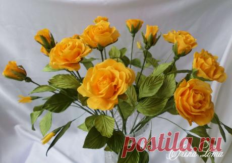 Букет желтых роз. / Прочие виды рукоделия / Цветы из ткани