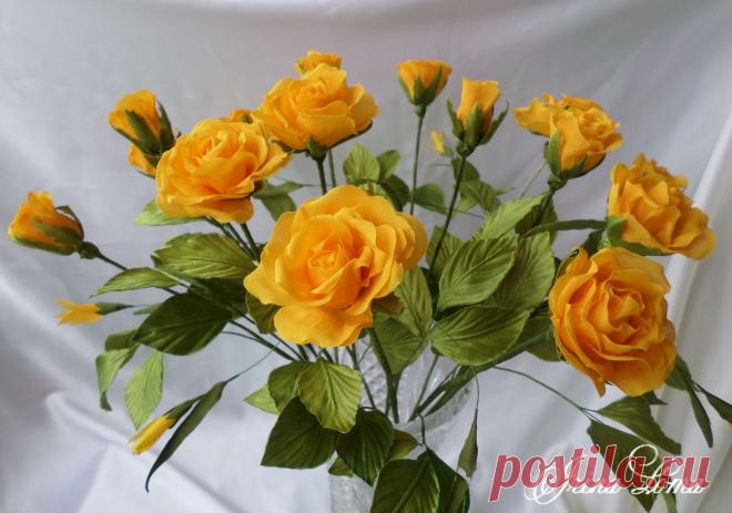 Букет желтых роз. / Прочие виды рукоделия / Цветы из ткани