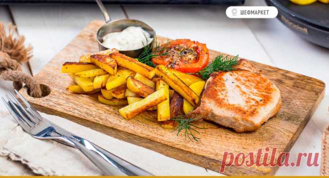Карбонад с запечёнными помидорами и жареным картофелем | Что приготовить на ужин?