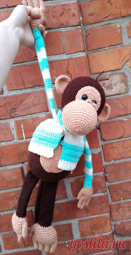 PDF Обезьянка крючком. FREE crochet pattern; Аmigurumi animal patterns. Амигуруми схемы и описания на русском. Вязаные игрушки и поделки своими руками #amimore - большая обезьянка, обезьяна, мартышка.