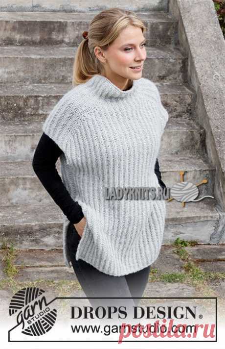 Простая стильная безрукавка английской резинкой. Спицами. / ladyknits.ru