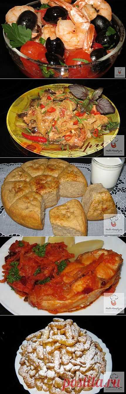 Теплый салат из креветок в мультиварке