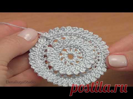Вязание крючком круглого мотива с пико Урок 28 Мастер-класс
