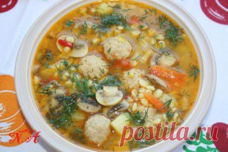 Суп с перловкой и фрикадельками : Первые блюда