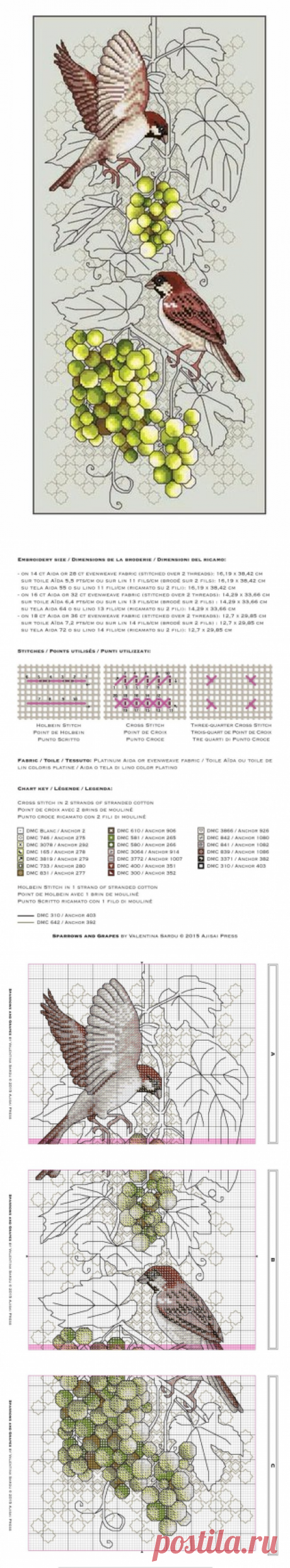 Вышивка крестом воробьи. Каталог схем для вышивки птиц |