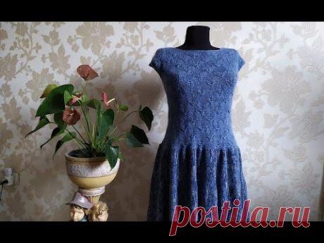 Платье &quot;Ночной дождь&quot; (спицами). Часть 3. Горловина, обзор.