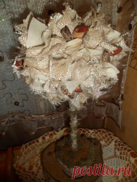 Деревце из мешковины, декорированное природными материалами.МК
Деревце из мешковины, небольшой МК пошагово. На изготовление ушло времени около 2,5 часа.