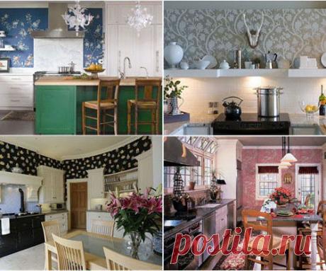 20 оригинальных идей с обоями на кухне