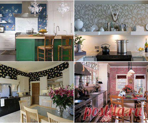 20 оригинальных идей с обоями на кухне