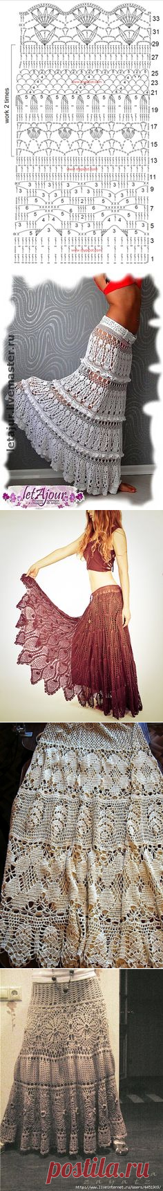 Wow gypsy style crochet skirt ♥LCS♥ with diagrams | Crochet | Цыганский Стиль, Вязание Крючком и Связанные Крючком Юбки