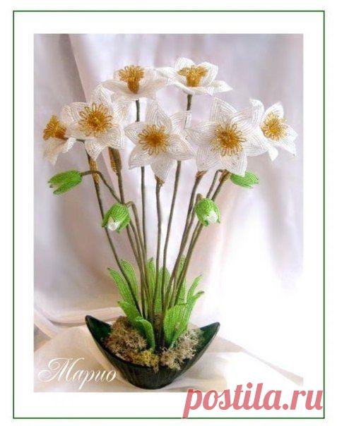 Нарциссы из бисера - Бисероплетение