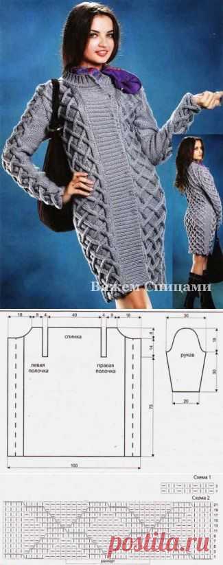 Полу-пальто вязанное спицами