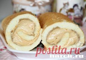 Кофейный рулет с вареной сгущенкой | Фоторецепт с подробным описанием от Харч.ру