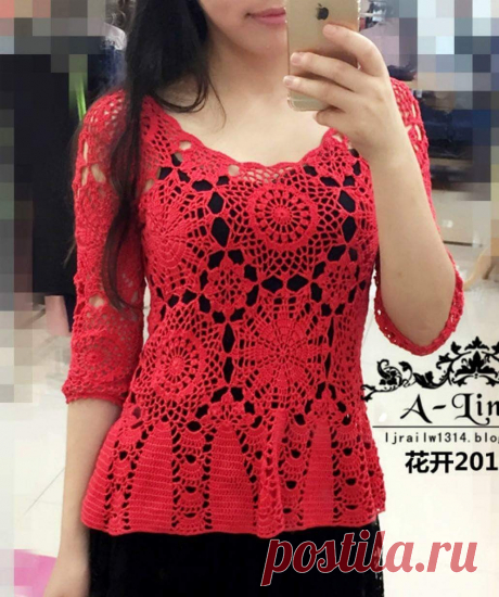 Blusa em Crochê Vermelha com Motivos * Gráficos no post VEJA GRÁFICOS DE UMA BLUSA DE CROCHÊ LINDA COM ESQUEMA DE MONTAGEM  Amigas, tudo bem? Começamos a semana com uma linda blusa que achei na internet , ela é maravilhosa e particularmente acho as blusas feitas com motivos bem delicadas , bonitas, mudando a peça do fundo você pode ter efeitos lindos também. Veja também […] Mais