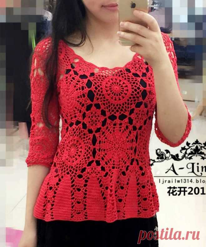 Blusa em Crochê Vermelha com Motivos * Gráficos no post VEJA GRÁFICOS DE UMA BLUSA DE CROCHÊ LINDA COM ESQUEMA DE MONTAGEM  Amigas, tudo bem? Começamos a semana com uma linda blusa que achei na internet , ela é maravilhosa e particularmente acho as blusas feitas com motivos bem delicadas , bonitas, mudando a peça do fundo você pode ter efeitos lindos também. Veja também […] Mais
