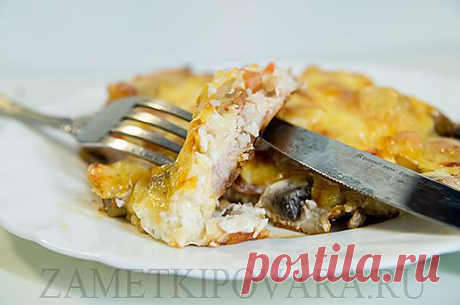 Мясо по-купечески с грибами.
