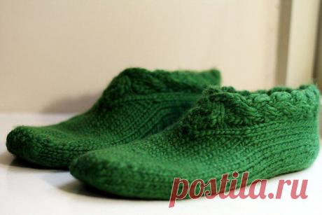 Тапки спицами