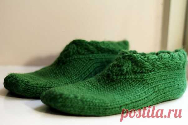 Тапки спицами
