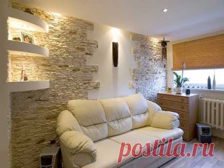 Каменные Стены в Интерьере Гостиной