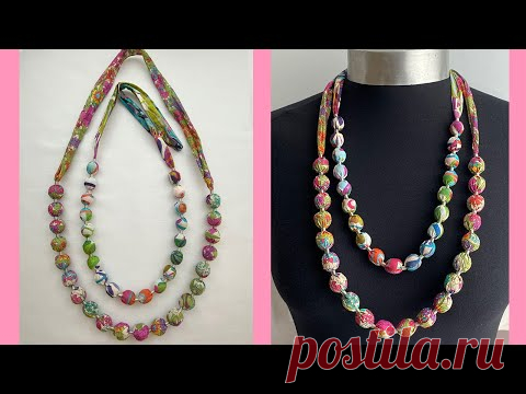 Diy Beautiful Liberty Fabric Beads necklace | Long Fabric Necklace | Beads Necklace | Collar de tela