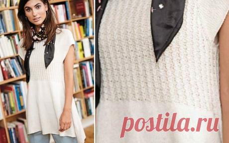 Летняя туника спицами, связанная от горловины
