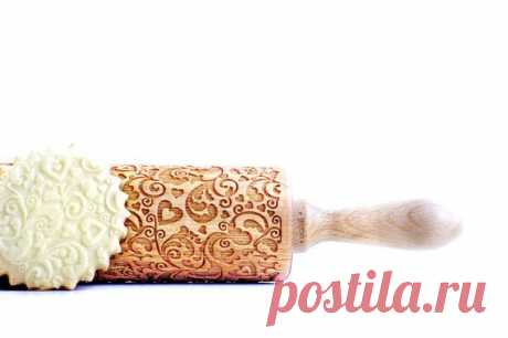 FLOWERS and HEARTS embossing rolling pin от ValekRollingPins