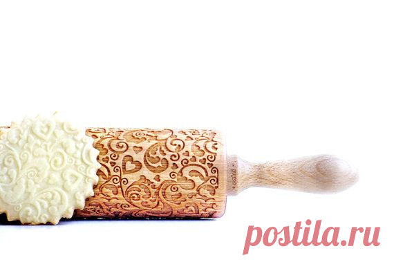 FLOWERS and HEARTS embossing rolling pin от ValekRollingPins